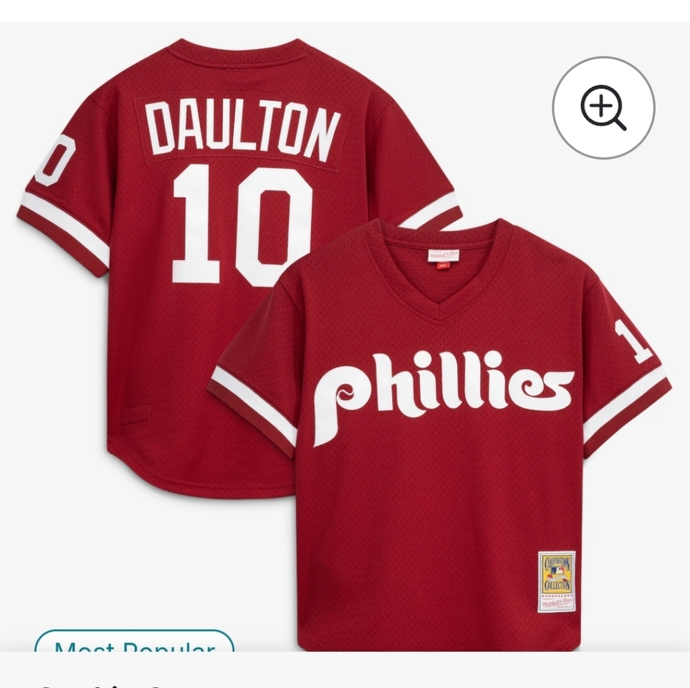 Phillies Youth Maroon Daulton #10 Baseball Jersey Size Large